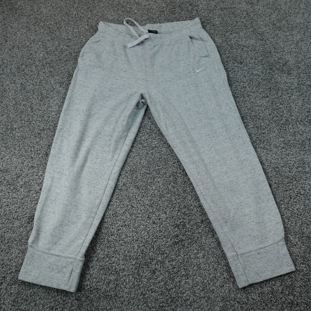 Nike Pants Womens L Gray Therma Fleece Drawstring Jogger Sweatpants Workout Gym